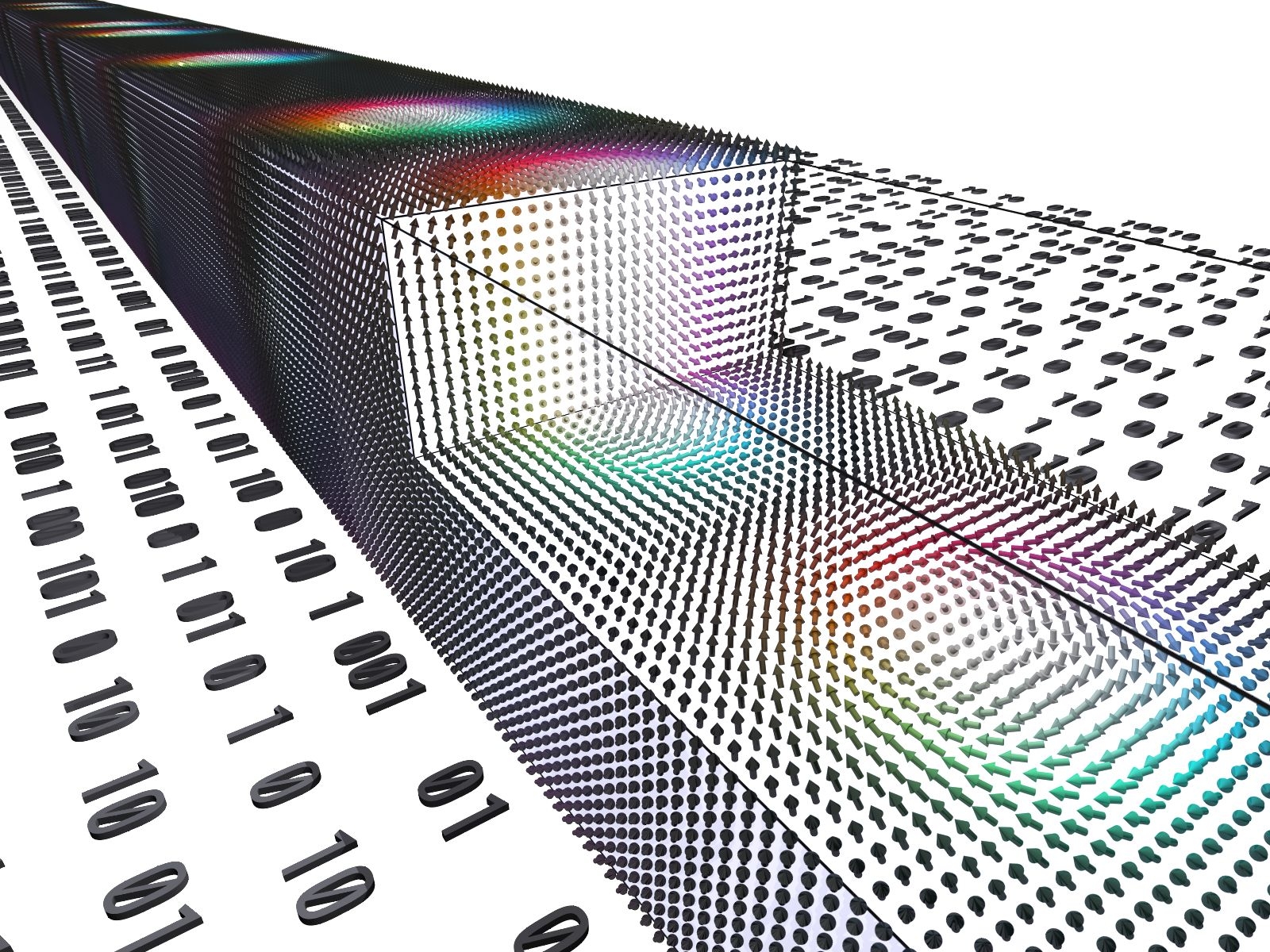 Im Konzept der sogenannten "Race-Track Memory"-Speichertechnologie soll ein Skyrmion eine "Null" codieren, ein ferromagnetischer Bereich eine "Eins". Der in Jülich entdeckte TXMR-Effekt könnte das Auslesen der Daten ermöglichen. Copyright: Forschungszentrum Jülich