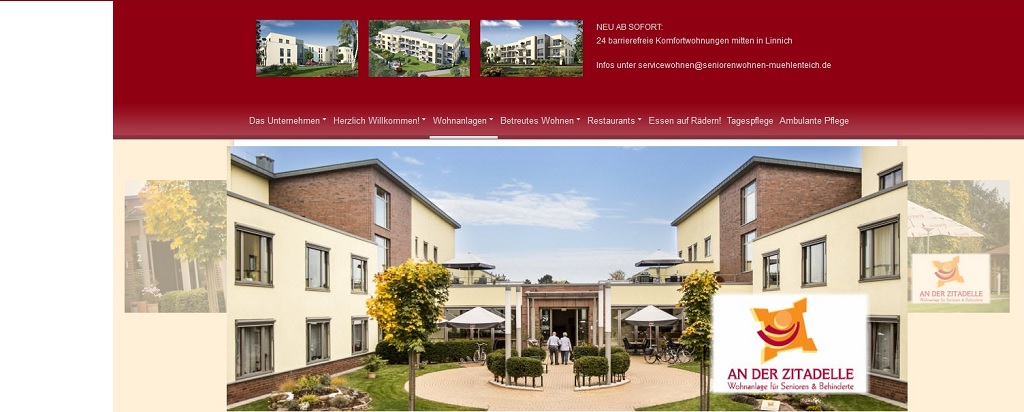 Screenshot Webseite http://seniorenwohnen-stadttor.de
