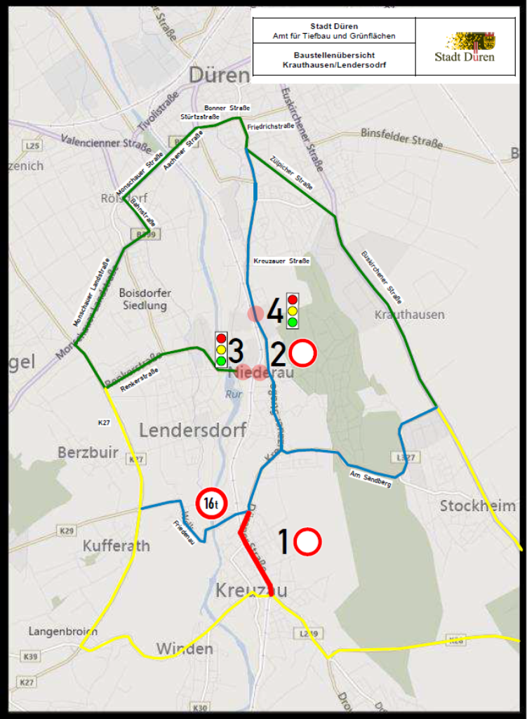 Verkehrsplan mit Baustellenübersicht