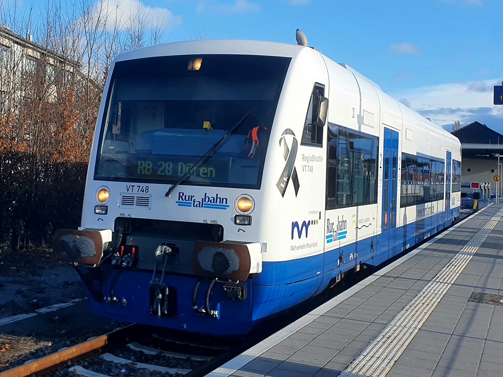 Bild zeigt den VT 748 in Euskirchen auf Gleis 46: IG Rurtalbahn e.V.