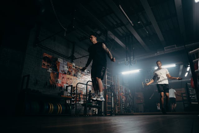 Foto von cottonbro studio: https://www.pexels.com/de-de/foto/springen-hupfen-sport-fitness-4761352/